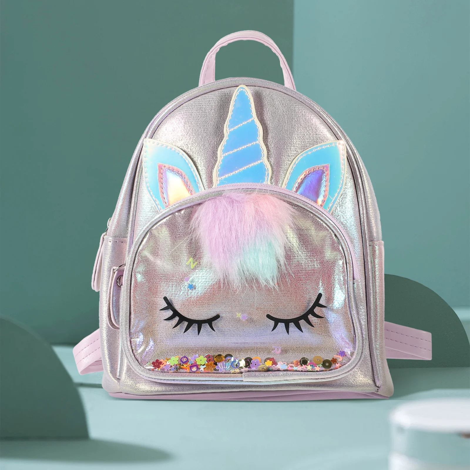 

Children Unicorn PU Backpack School Book Bag Student Travel Casual Daypack for Girls Stylish Cute Cartoon Design