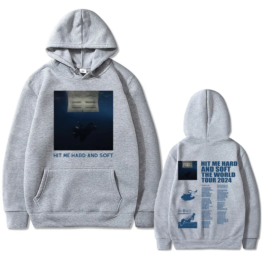 Hit Me Hard and Soft The World Tour 2024 Music Album Double Sided Print Hoodie Men Women Hip Hop Oversized Streetwear Hoodies