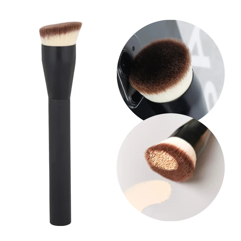 Brochas de maquillaje de base plana, pelo sintético de ángulo plano, base de contorno facial, crema líquida, bronceador, herramienta de maquillaje