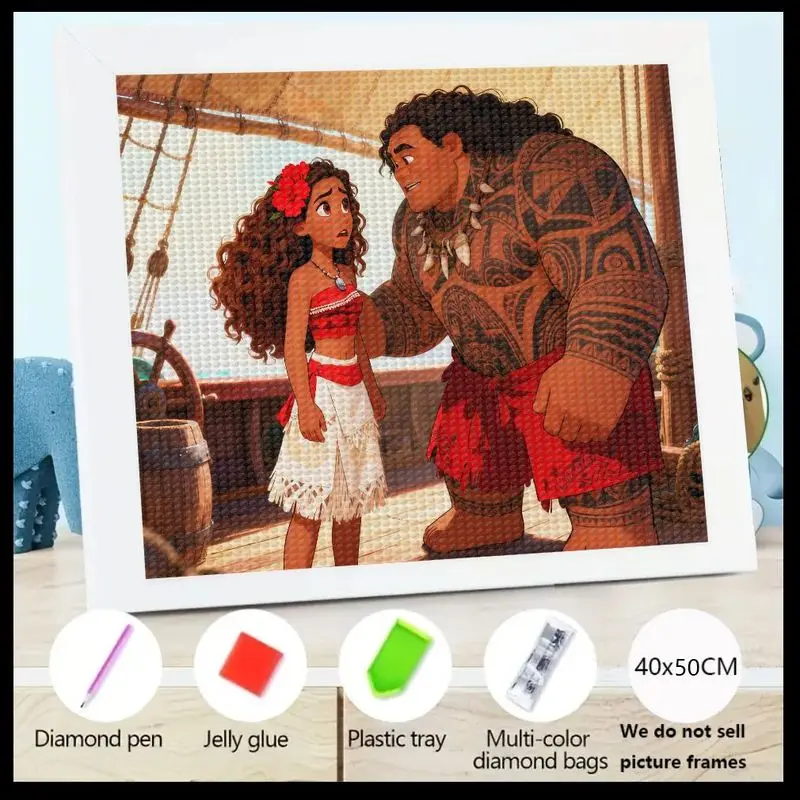 

Набор для алмазной живописи Disney Moana & Maui 5D, набор для рукоделия с полной дрелью и стразами, популярный мультфильм из мультфильма из мультфильма