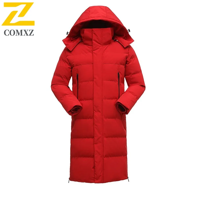 

COMXZ Men Parker Coat Loose Long Warm Windproof Thick Outdoor Skiing Travel Padded Jacket 2025 Camping Solid Color Winter Jacket