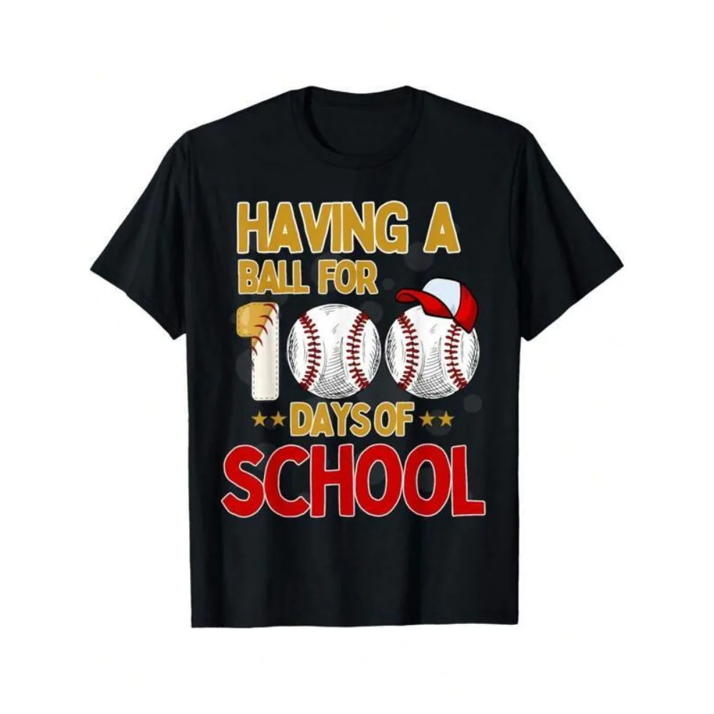 

100 Day School Baseball Day 100 Boys' Student T-Shirt, Boys' Fashion T-Shirt