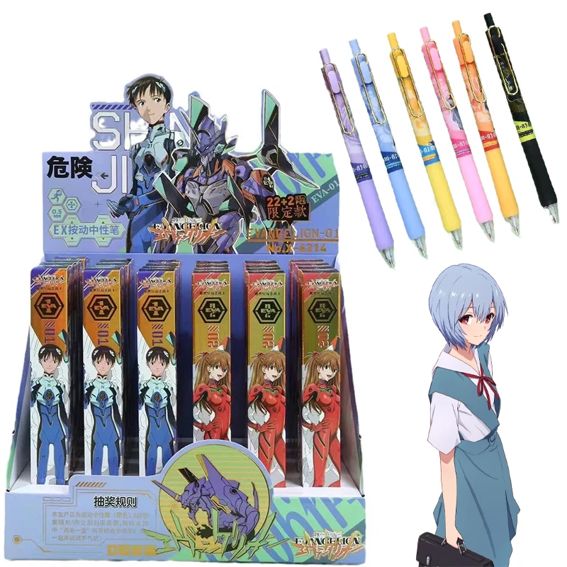 EVANGELION-Bolígrafo de Gel Ayanami Rei, bolígrafo de Anime de 0,5mm, tinta negra, bolígrafo de escritura, papelería escolar, bolígrafos para firma de oficina