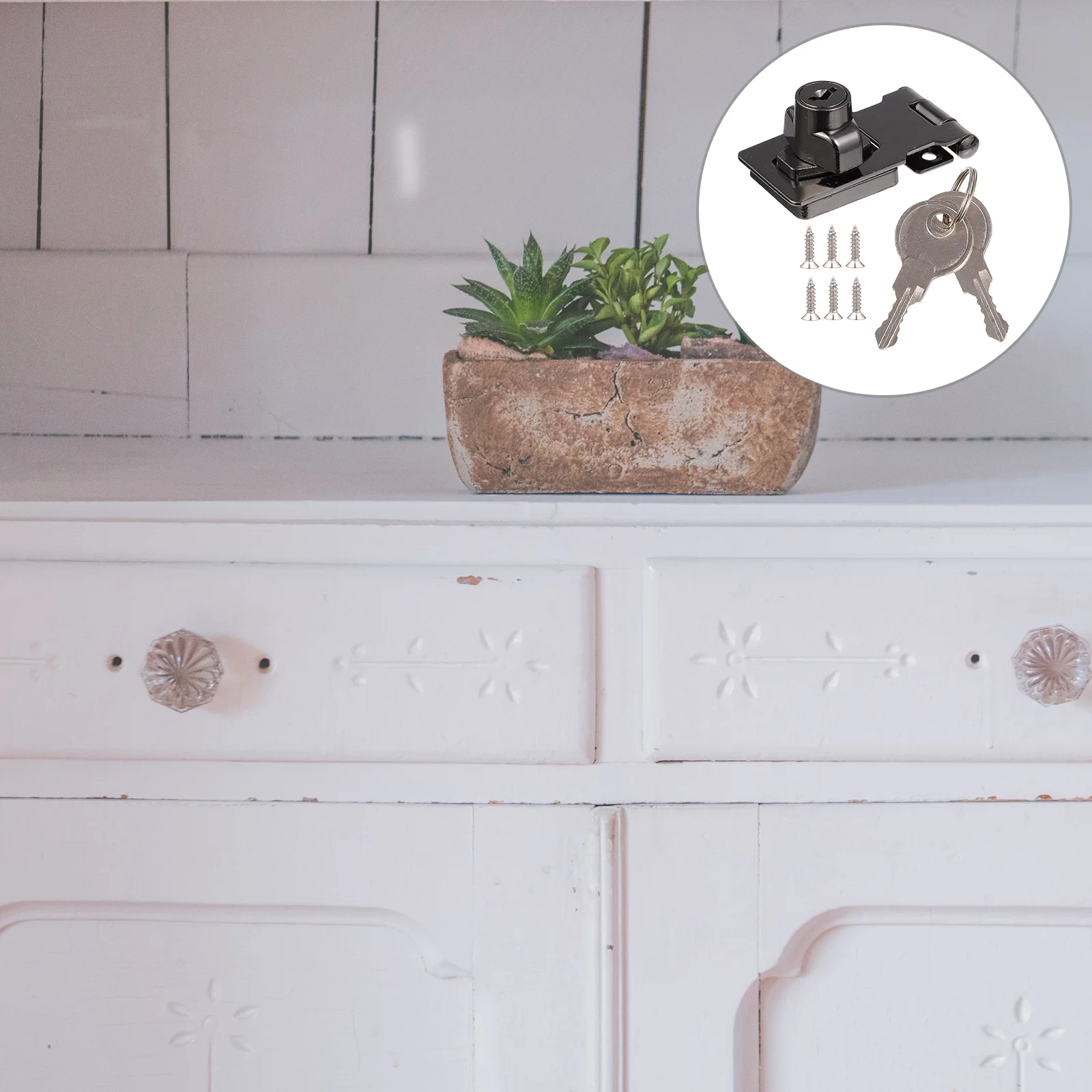 

2pcs Keyed Hasp Locks For Cabinet Door Drawer Tool Box Storage Room Home Office Furniture Metal Lock Latch Closure Hardware