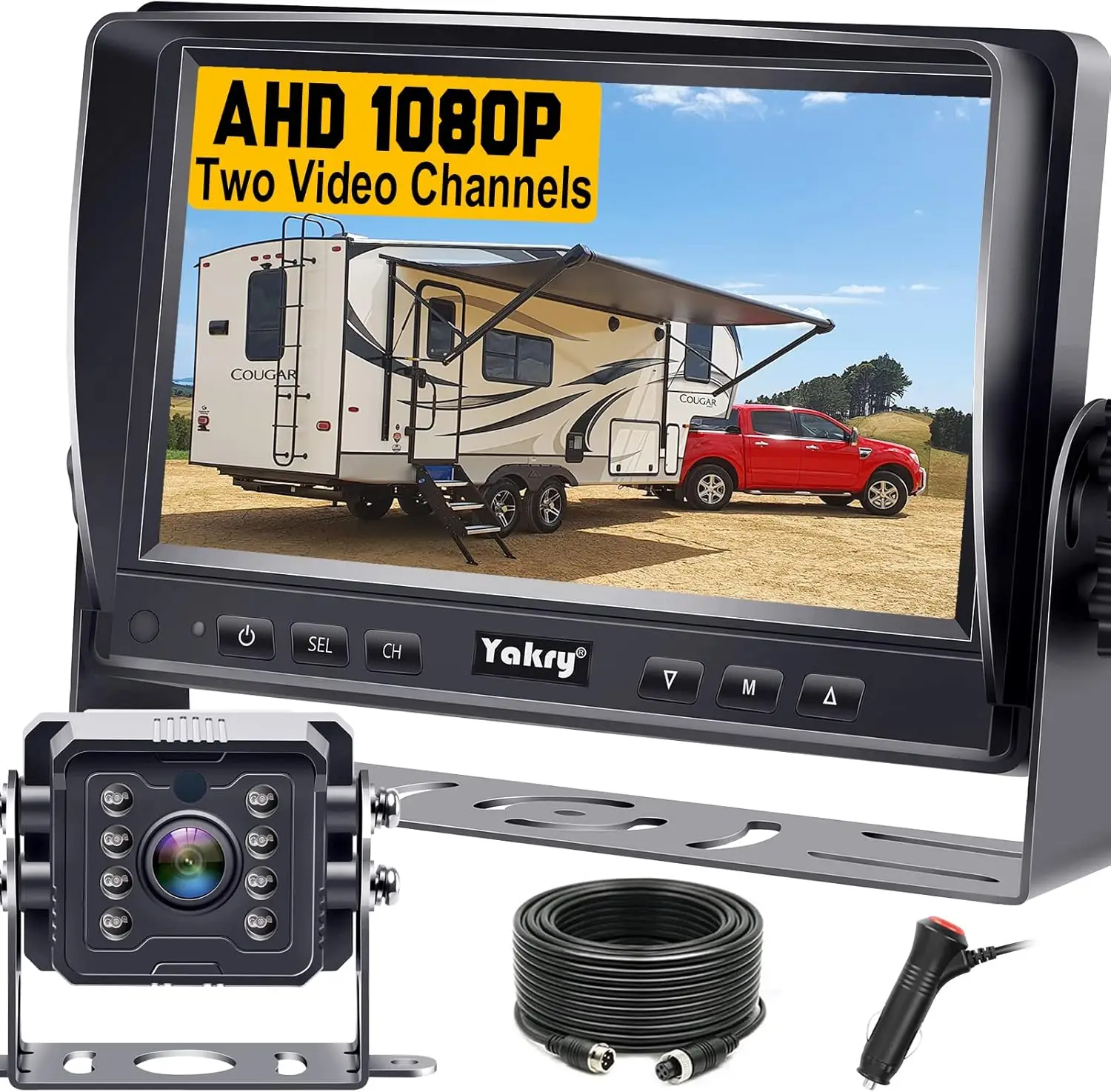 

7 Inch HD 1080P Rear View Camera with IR Night Vision, Waterproof, Plug and Play for Trucks Trailers Campers