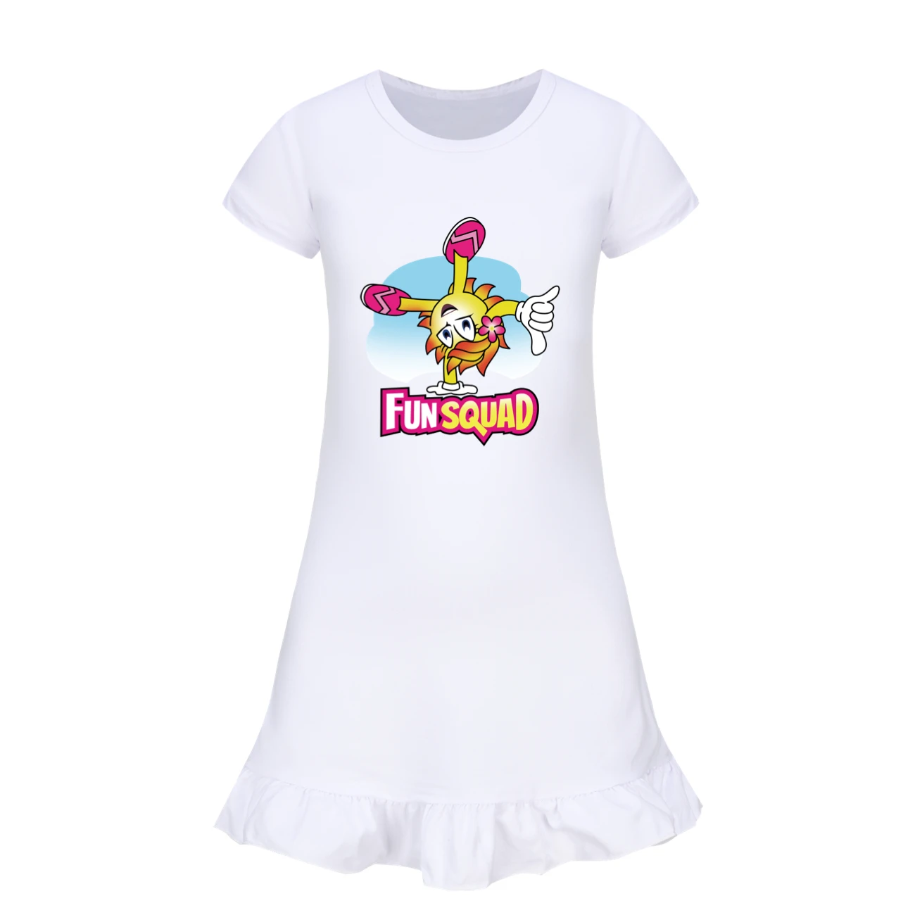 Summer New Cartoon Fun Squad Gaming Printing Sleepwear Girls Nightgowns Children Party Dresses Pajamas For Kids Hot Selling