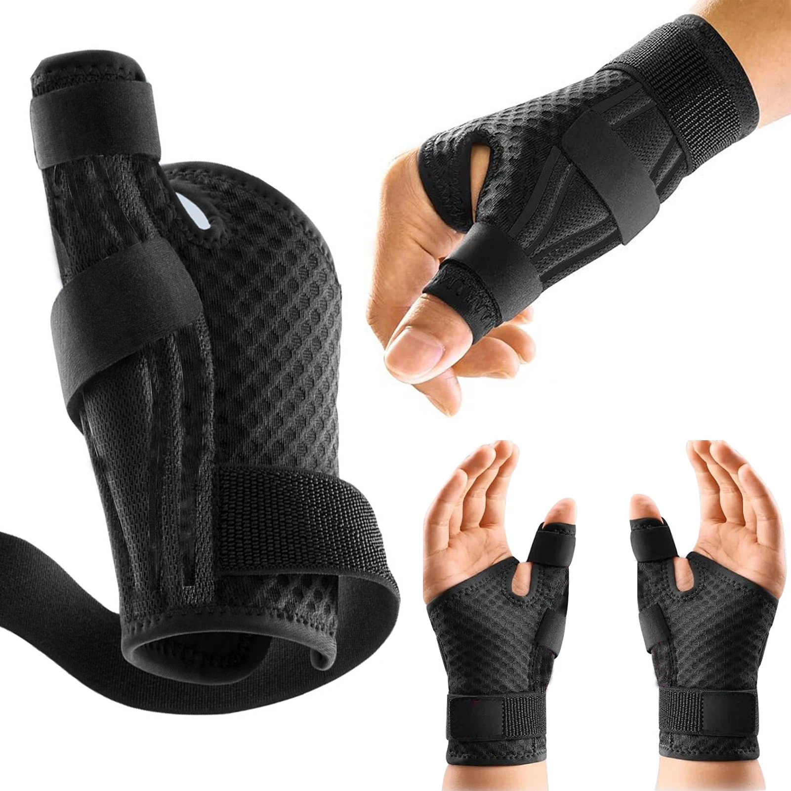 Soporte para pulgar para tendinitis, férula antisalpicaduras, envoltura de compresión transpirable para alivio del dolor de artritis y protección contra lesiones
