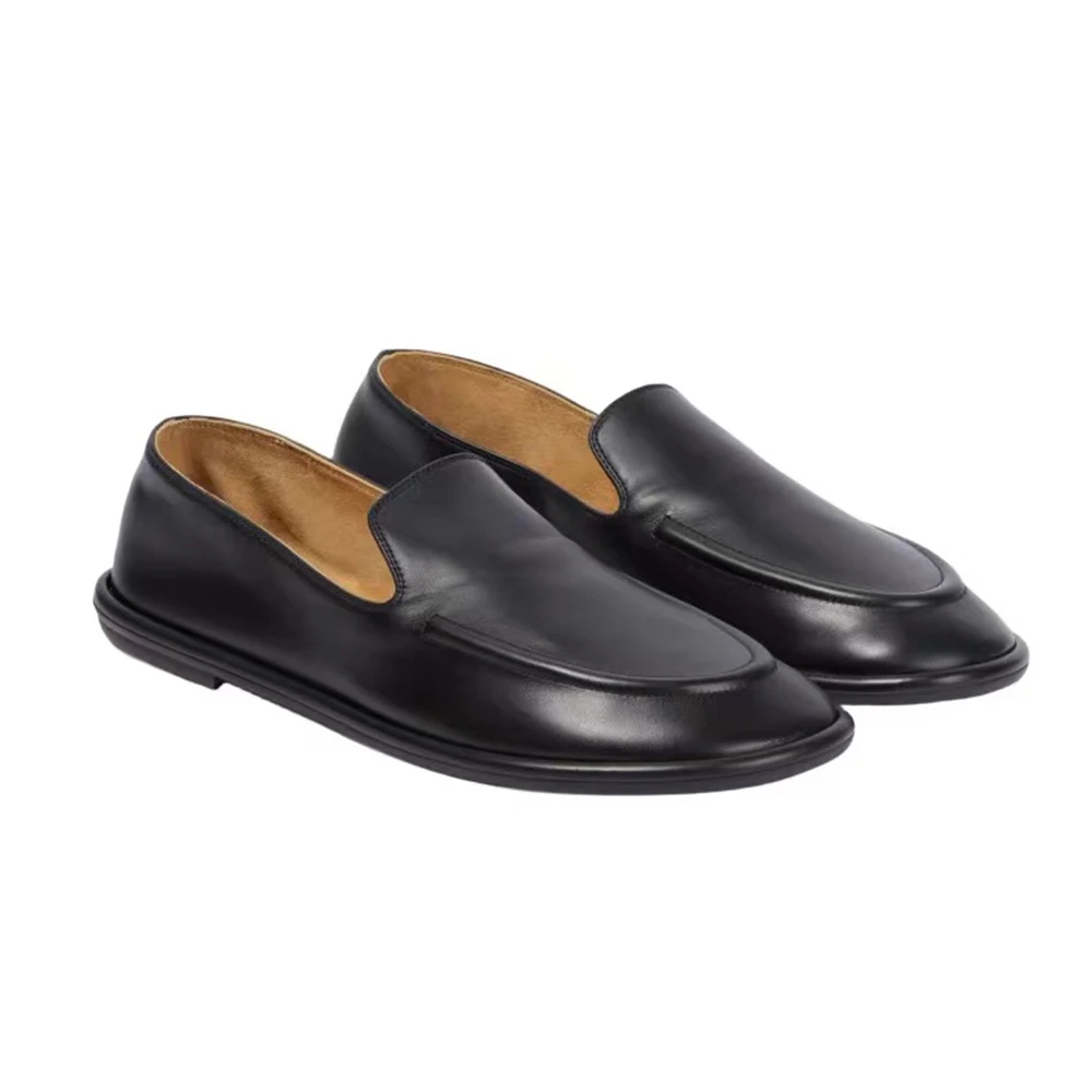 Genuine Leather Soft Flats Shoes 2024 New Spring Loafers Women Round Toe One Foot Slip-on Shoes Women Fashion Flat Shoes Leather