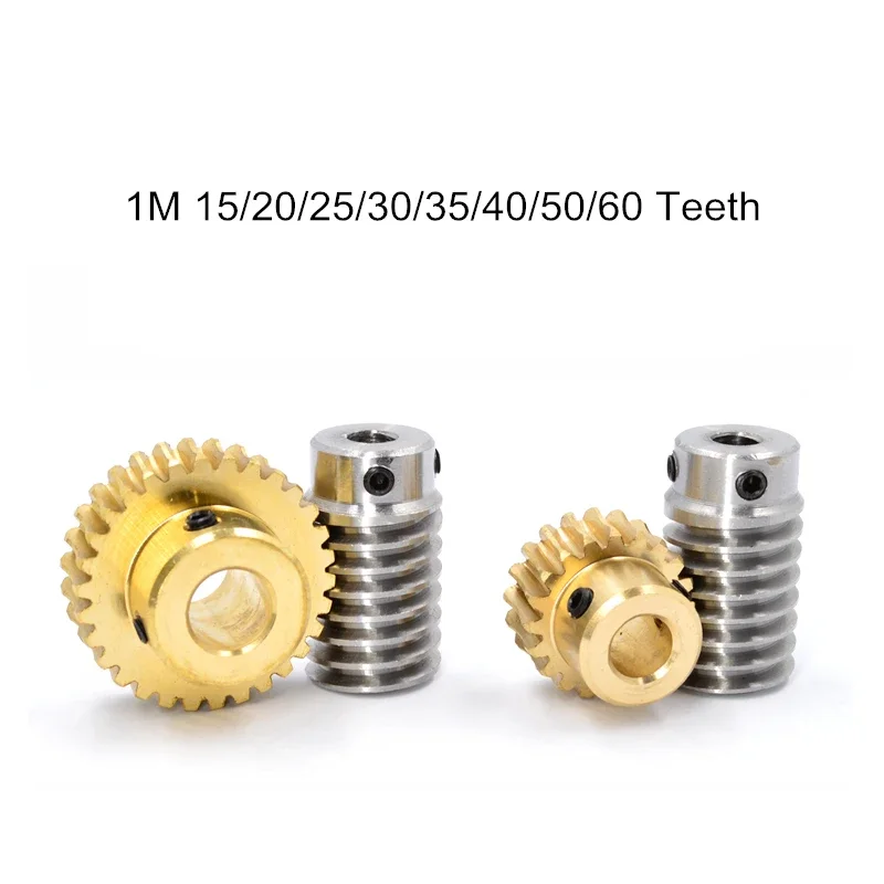 1M Metal Worm Gear Wheel Set 1:15/25/35/50/60 Teeth 5/6/8/10/12MM