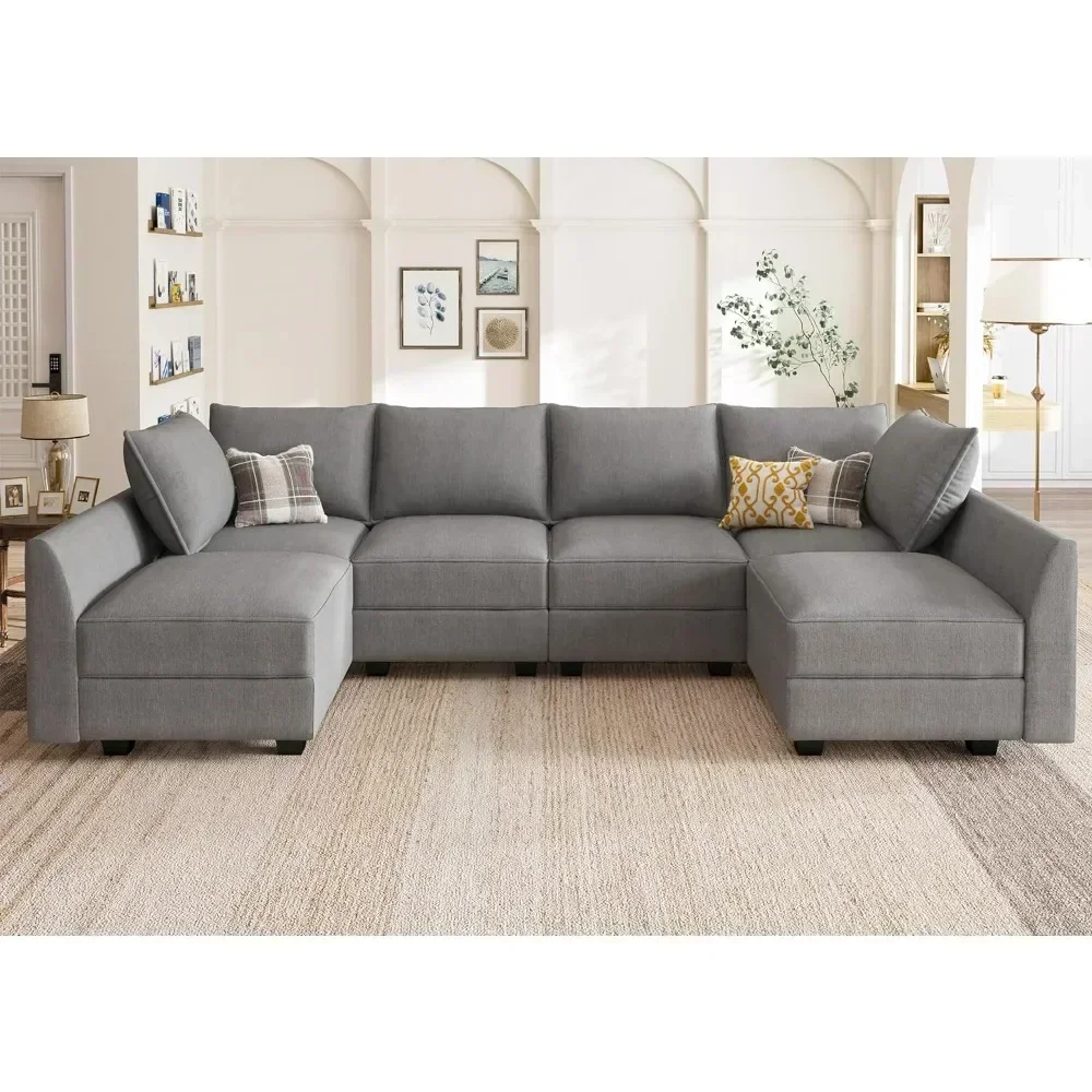 

Couch Living Room Sofa,Reversible Chaise Longue Modular Sofa,L-shaped 4 Seater Corner Ottoman Blue-grey Modular Sofas