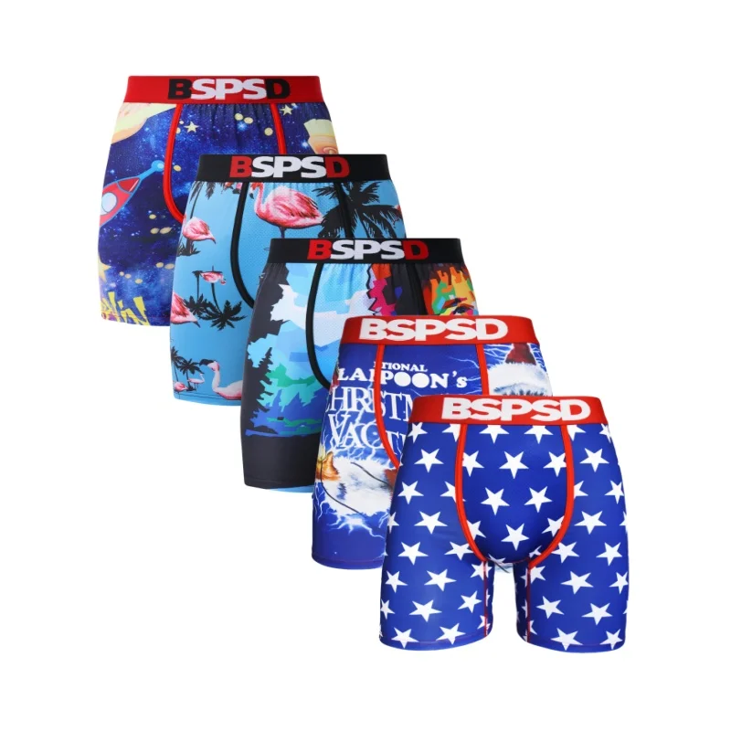 

5Pcs Sexy Men Underwear Boxers Men's Panties Lingerie Breathable Printed Male Underpants Man Boxer Briefs Mens Trunks S-XXL