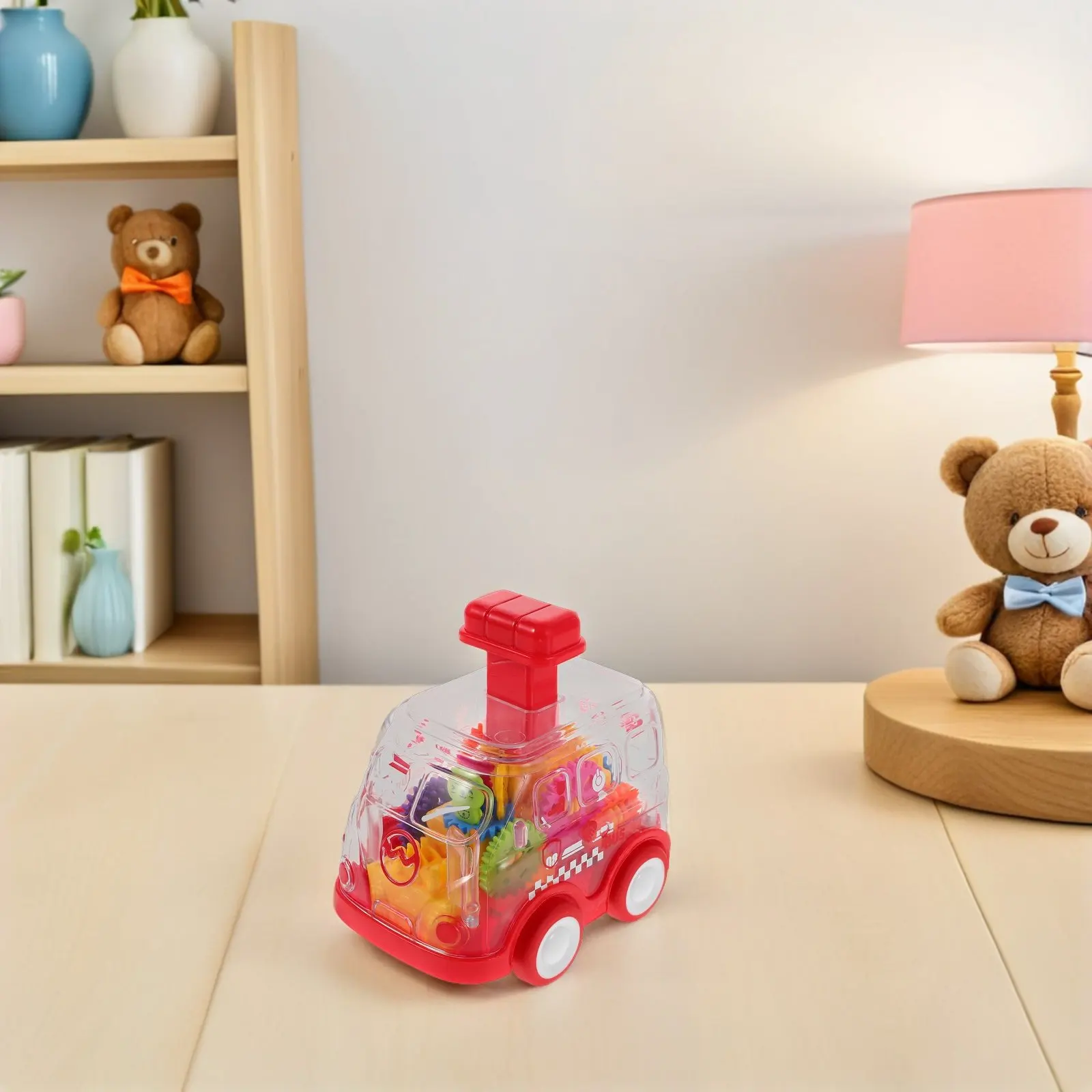 2pcs Kids Car: Transparent Press To Go Friction Powered Sturdy Colored Design For Toddler Hand-Eye Coordination