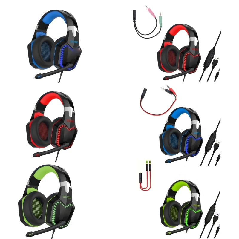 nghe chơi game trên Q5WA với micrô đèn LED 3,5mm nghe có dây cho máy tính xách tay máy tính xách tay PC