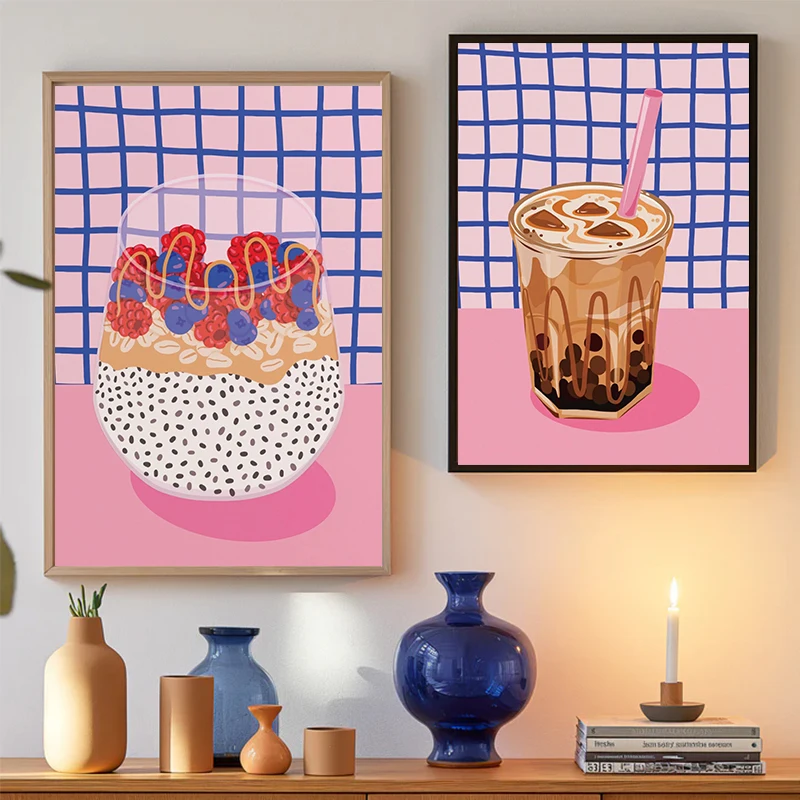 Pink Blue Canvas Poster, What If It All Works Out Fortune Cookie Illustration Art, Motivational Affirmation Trendy, Wall Decor