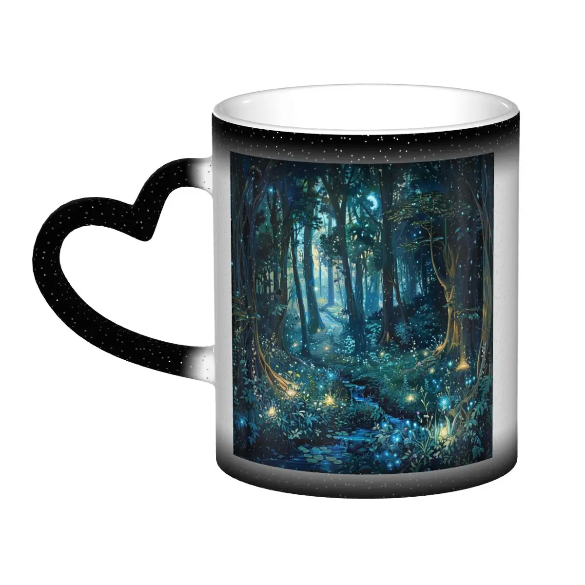 Enchanted Forest Design With Glowing Blue Lights Mug Funny Ceramic Coffee Cups Tea Mugs Milk Cup Drinkware Gift for Woman Man