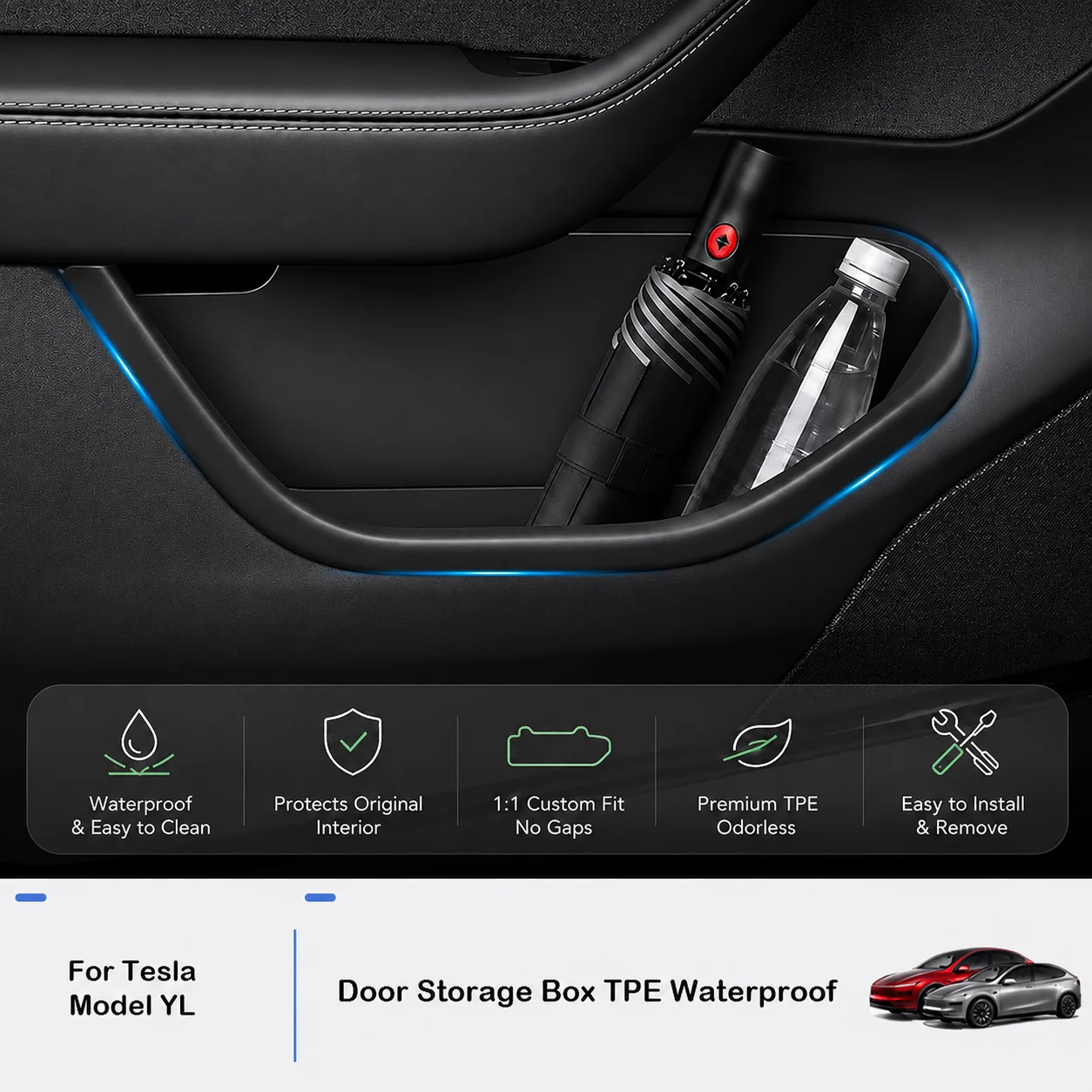

For Tesla Model 3/Y/YL Juniper Highland Door Side Storage Box Full-Cover Front and Rear Interior Storage Box Accessories