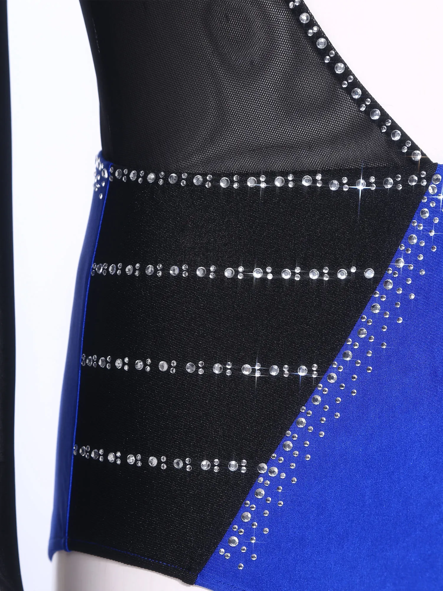 

Women Acrobatics Bodysuits Gymnastics Figure Skating Stage Performance Costume Rhinestones Asymmetrical Cutout Leotards Jumpsuit