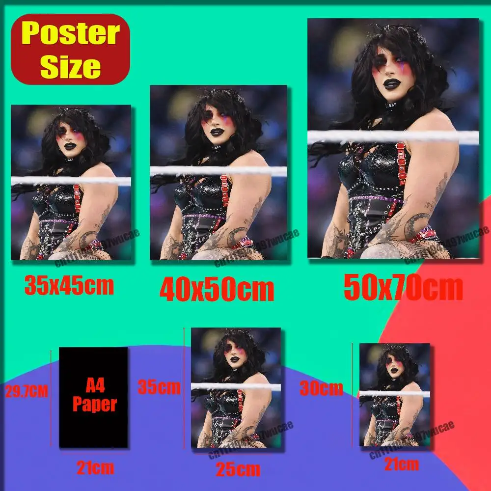 For R-Rhea Ripley Poster Wall Murals Paper Home Custom Self-adhesive Decoration Sticker Playbill Cover