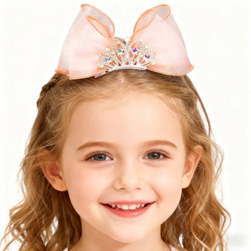 Soft ribbon hair clips, princess crown hair clips, bow hair clips, Christmas and New Year gifts for girls.