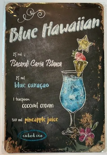 Blue Hawaiian Cocktail and Drink Mix Recipe Collection ; Wall Art
