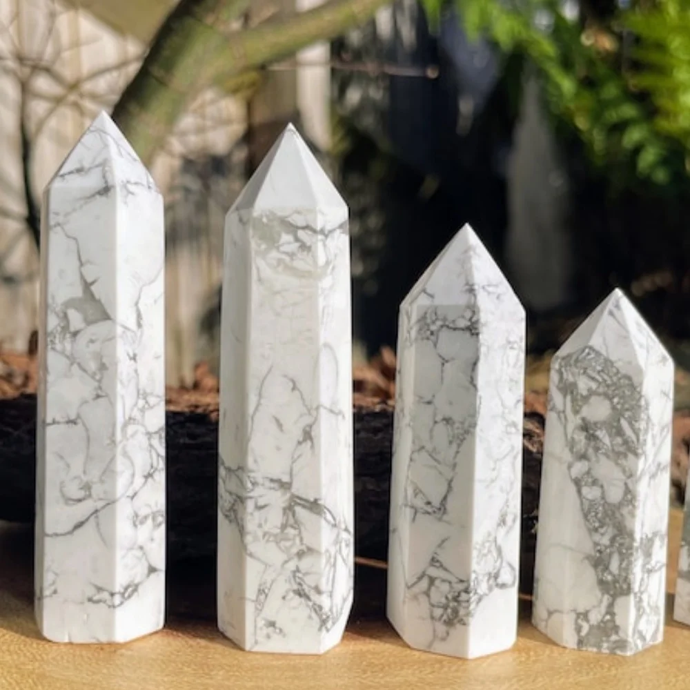 1pc Natural White Turquoise Tower Point Wand Obelisk Crystal Tower Crystal Energy Reiki Healing Mineral Sample Festival Gift