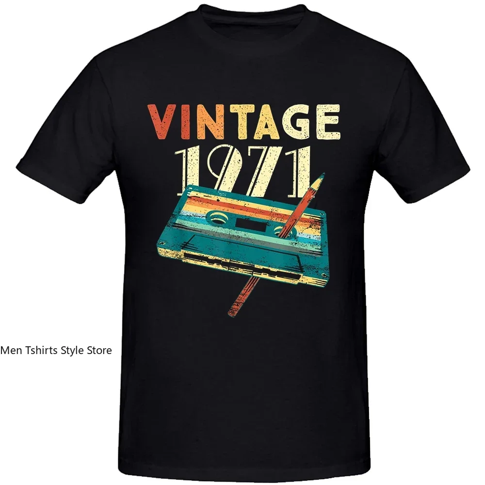 Vintage 1971 Music Cassette 53th Birthday Gifts 53 Years Old T Shirts Summer Music Lover Graphic Cotton Streetwear Daddy T-shirt