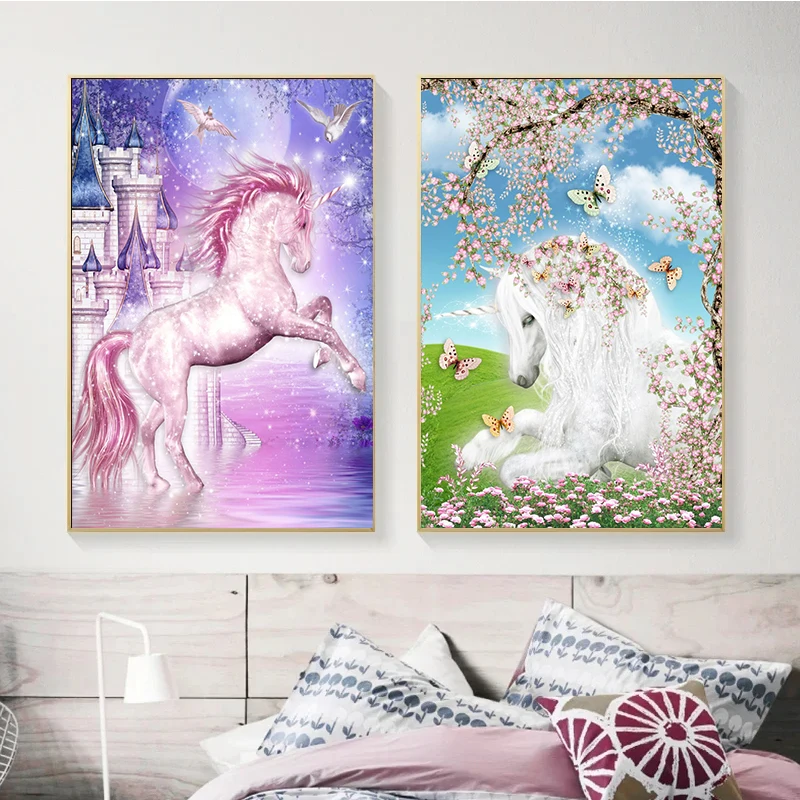 Cartoon Magic Unicorn Dreams Rainbow Nordic Poster Wall Art Canvas Painting Prints Pictures for Kids Room Home Decor Cuadros