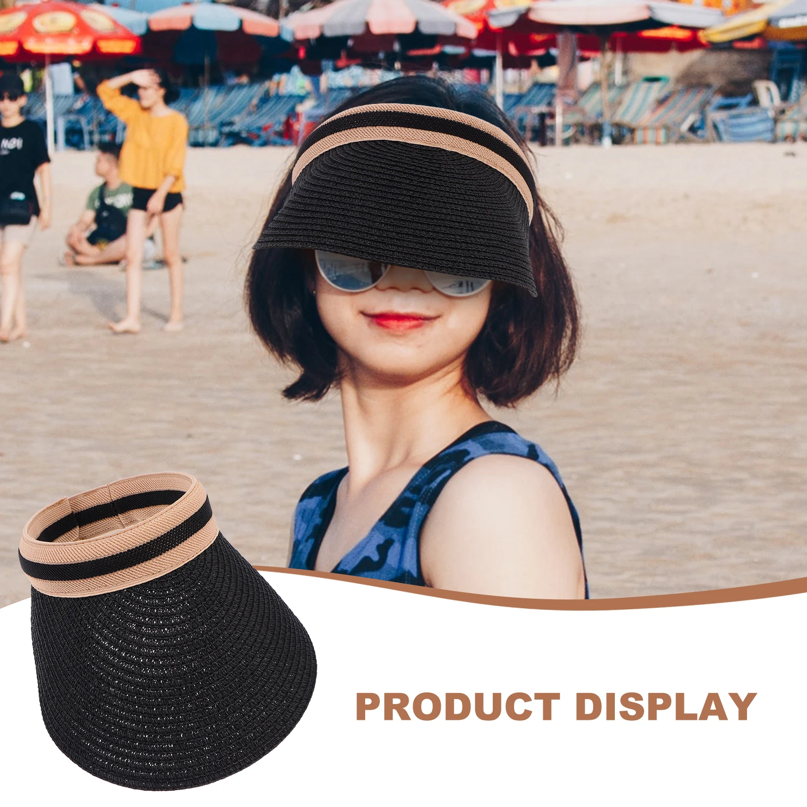 

Practical Sun Hat Wide Brim Fashionable Straw Sunblock Cap Hollow Material Summer Outdoors Large