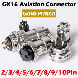 GX16 Industrial Gold-plated 2/3/4/5/6/7/8/9/10 Pin Aviation Male Plug / Female Socket Connector 2 Core Pure Copper Socket