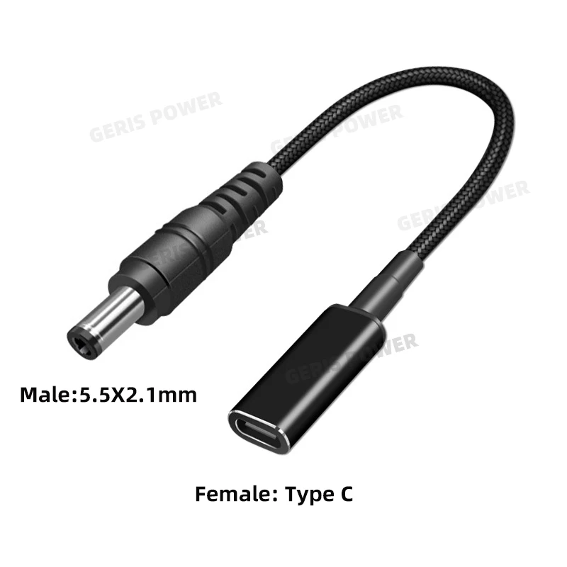 65W Type C PD Laptop Charger Adapter Connector Plug USB C to Dc Power Jack Charging Cable Cord for Lenovo Asus Hp Laptops