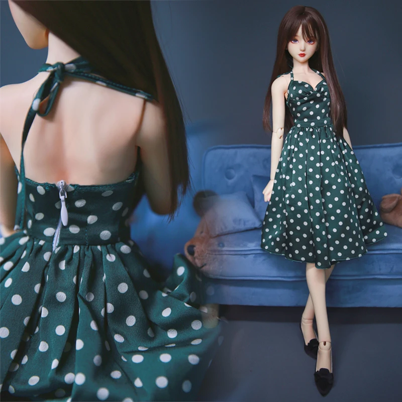 

D04-A351 children handmade toy 1/4 SDGR SD16 MSD Doll BJD/SD GSC doll Accessories green color dot sexy strap dress 1pcs