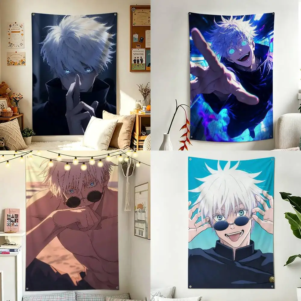 S-Satoru G-Gojo J-Jujutsu K-Kaisen Vertical Flag Tapestry Wall Hanging Indoor Outdoor Home Decor