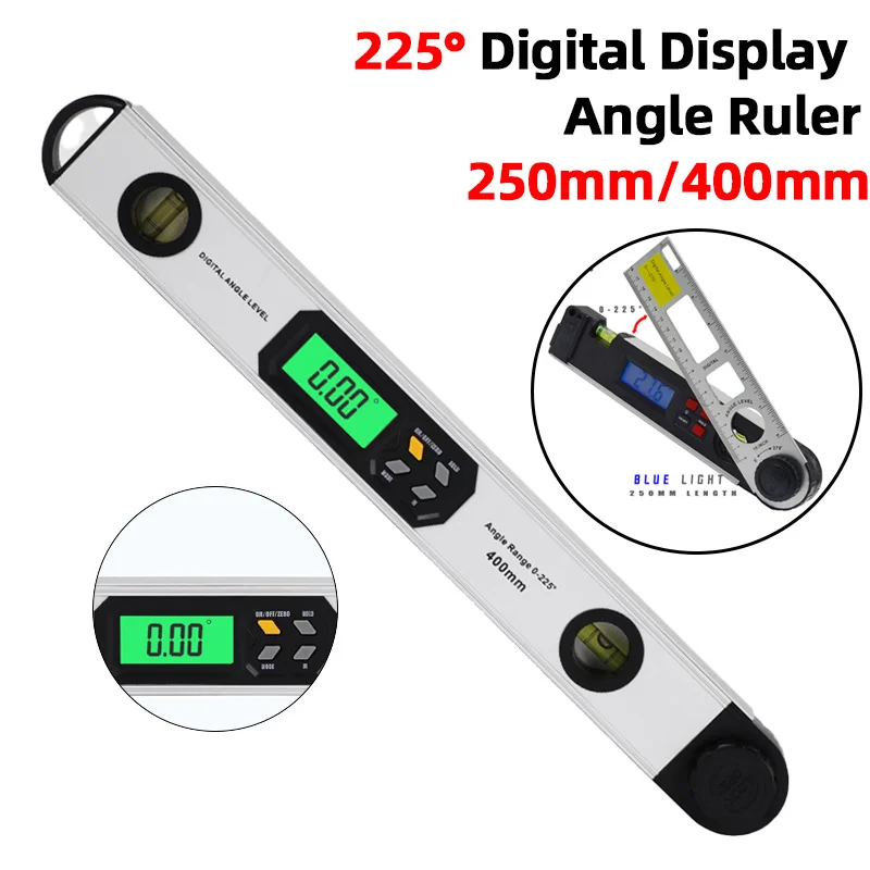 

0-225 Degree Digital Angle Finder Electronic Protractor Spirit Level Angle Finder Gauge Meter Inclinometer Ruler 250mm 400mm