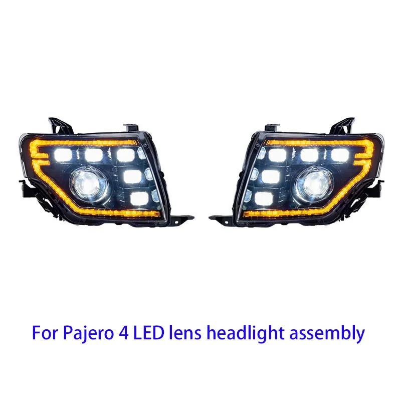 For Mitsubishi Pajero 4 Montero shogunate LED headlight assembly modified spotlight assembly streamer steering LED lens