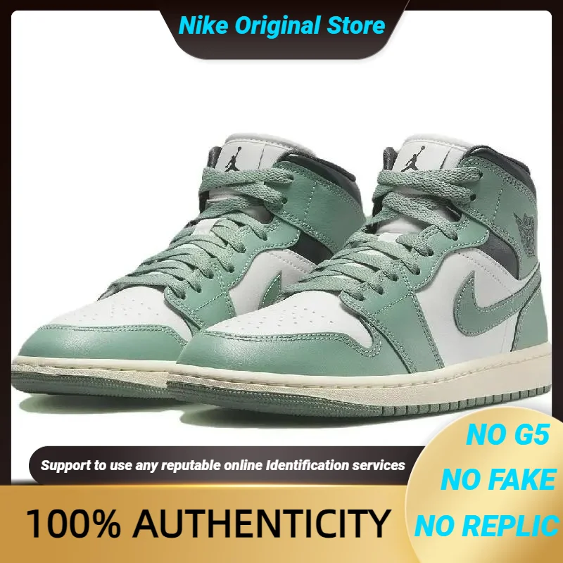 

Nike Jordan 1 Mid Jade Smoke Women's Sneakers shoes BQ6472-130 With Original Box