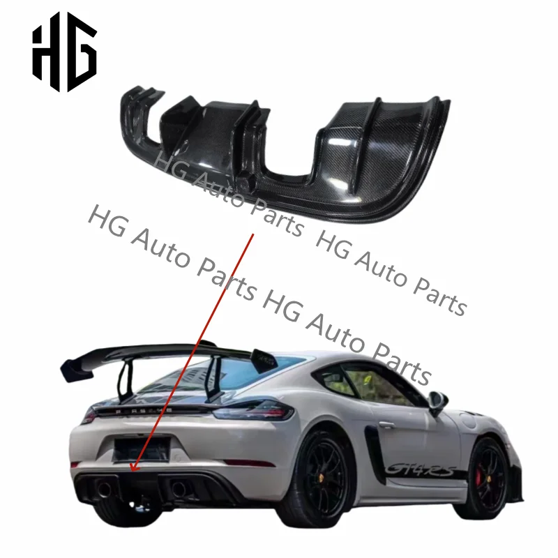 

GT4 Style Rear Bumper Lip Diffuser With Exhaust Pips Spoiler Wing Body Kits For Porsche Boxster Cayman 718 Bumper Exhaust Kit