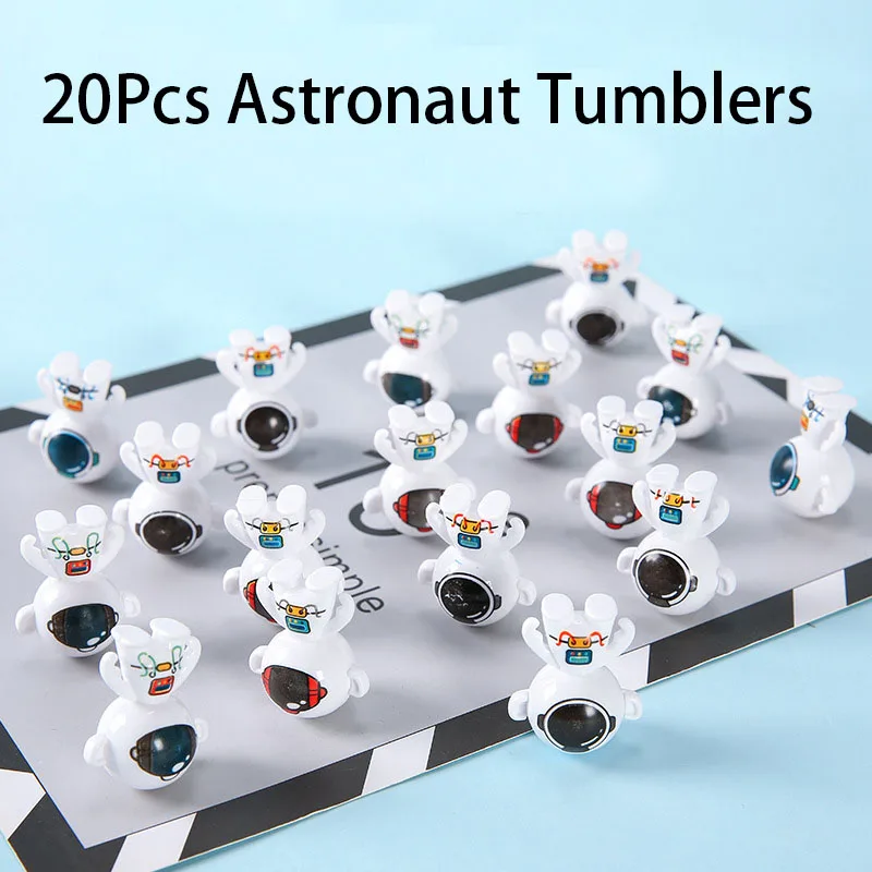 20 piezas de dibujos animados Mini espacio exterior astronauta tema tumbler muñecas juguetes para niños cumpleaños Baby Shower fiesta favores Pinata Goodie Bag