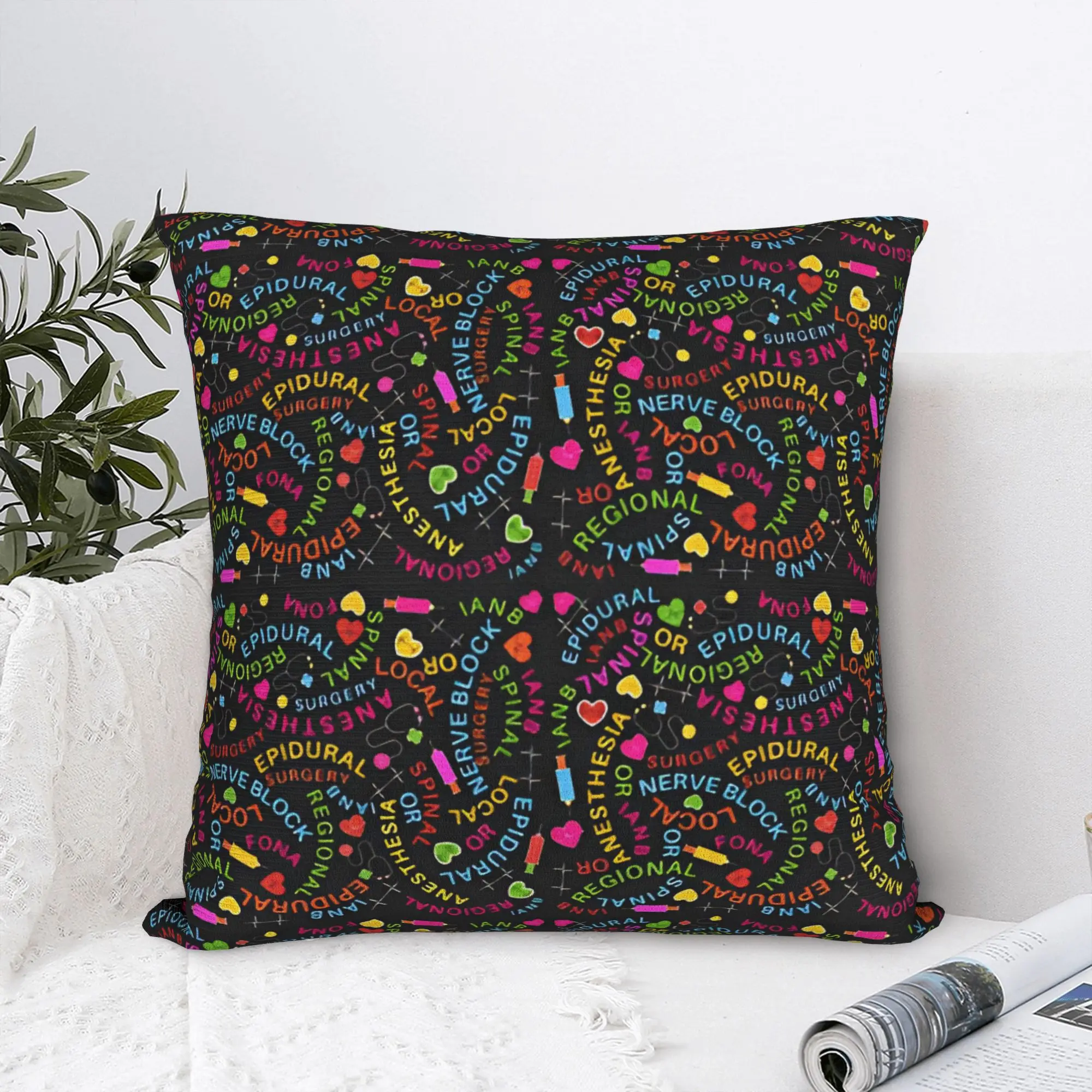 Anesthesia Anesthesiology Medical Pillowcase Printing Fabric Cushion Cover Decorations Anesthetist Pillow Case Cover Car Square
