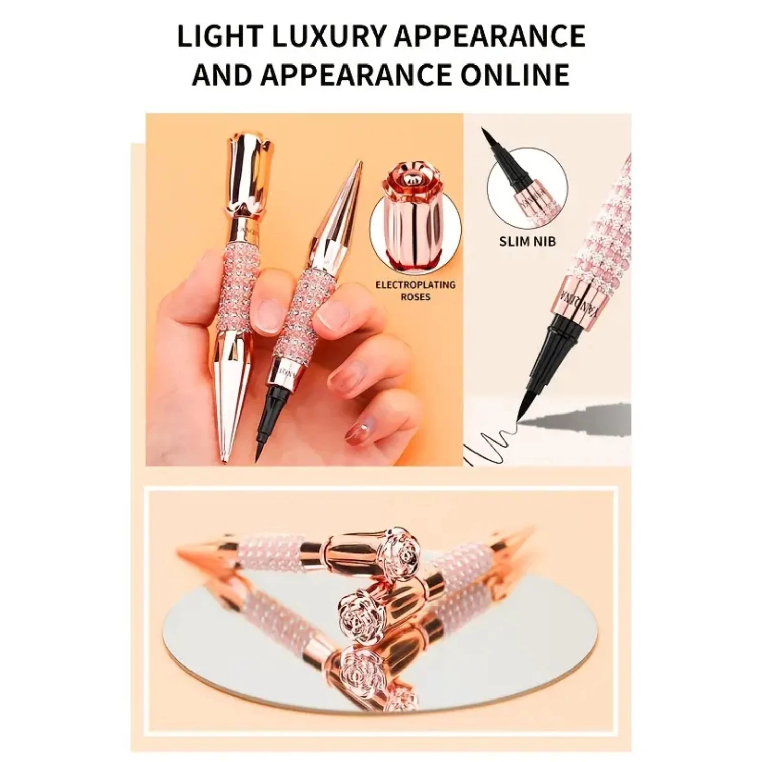 YANQINA Eyeliner Waterdicht Zweetbestendig Niet duizelig Make-up Ogenpotlood Matte kleur Vloeibare eyeliner