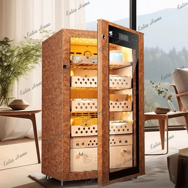 LSNordic cedar wood cigar cabinet high-end constant temperature and humidity fingerprint password lock humidor Home furniture FY