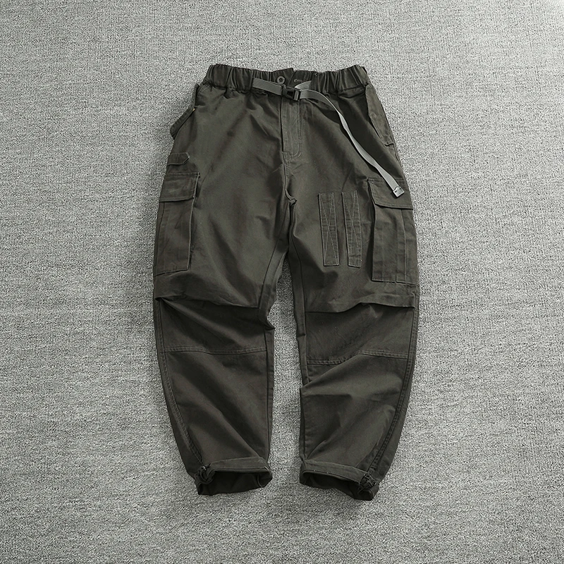 Three-dimensional multi-pocket cargo casual pants men vintage cotton to do old wash heavy slacks