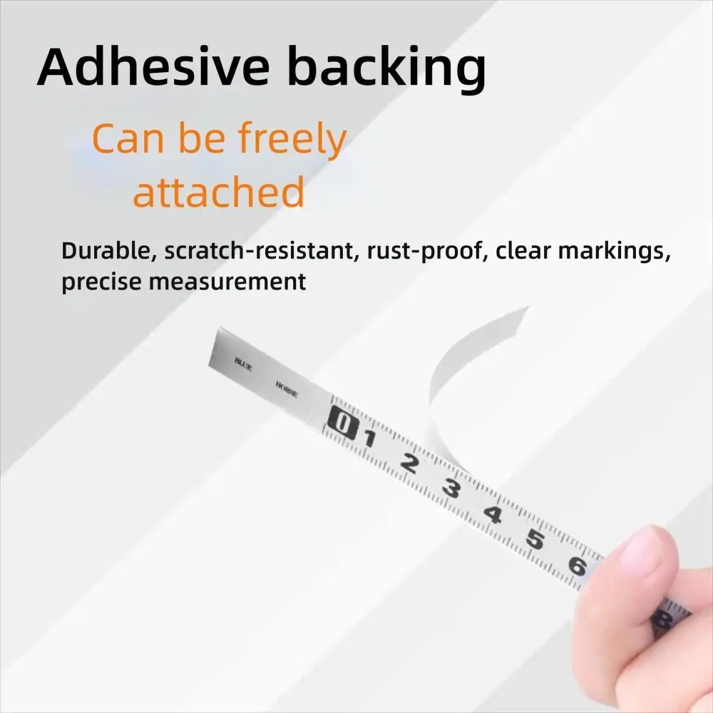 High Quality Self-Adhesive Measuring Tape Stainless Steel 1/2/3 meters Workbench Ruler 12MM Width Adhesive Backed Tape Ruler