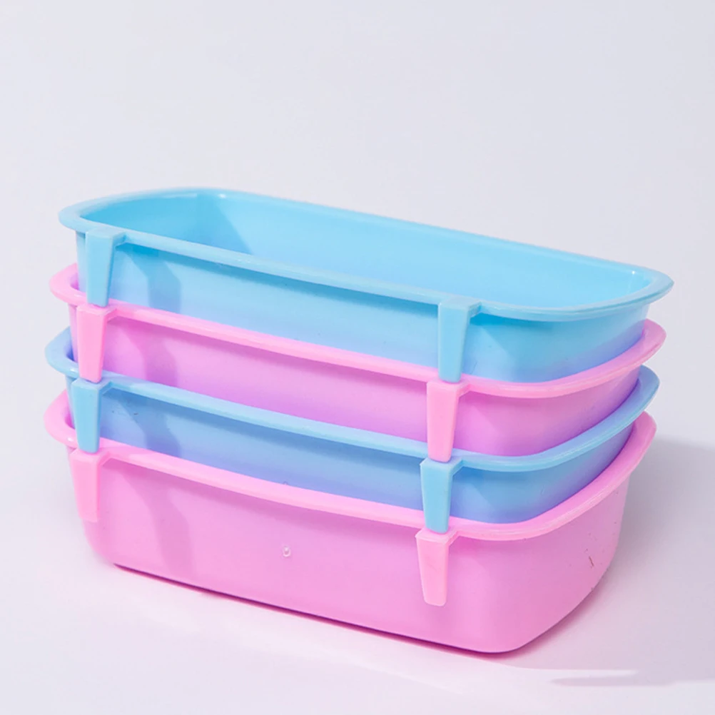 

6pcs Pet Food Box Hanging Hamster Bowls Blue Pink Small Animal Water Containers Guinea Pig Dishes Feeding Accessories Safe
