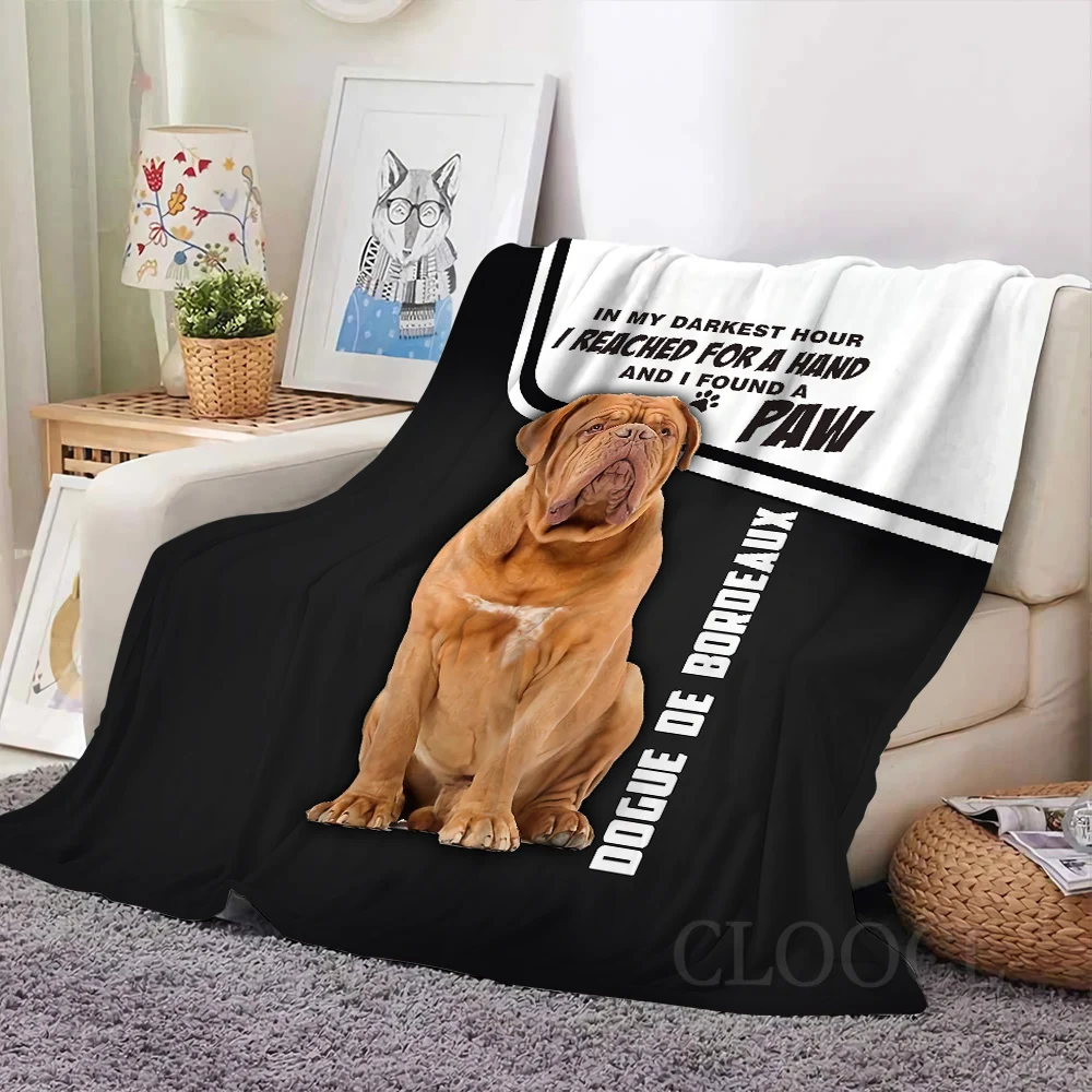 HX Animal Dogs Flannel Blankets Fashion Funny Dogue De Bordeaux 3D Printed Throw Blanket for Sofa Nap Quilts Dropshipping