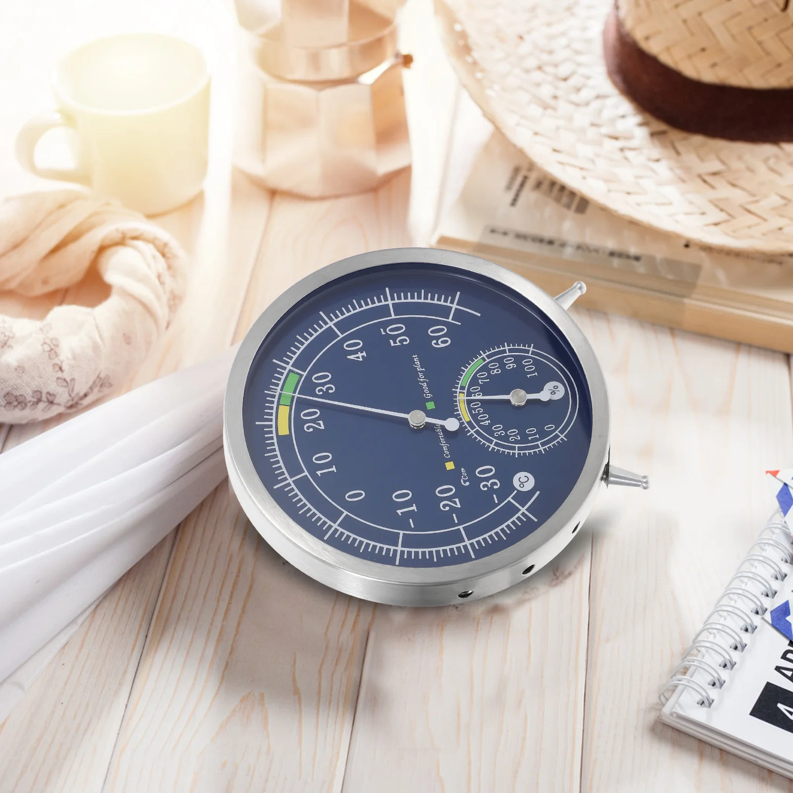 

Stainless Steel Indoor Thermometer Hygrometer Accurate Temperature Humidity Gauge for Living Room Office Use Sauna Thermometer