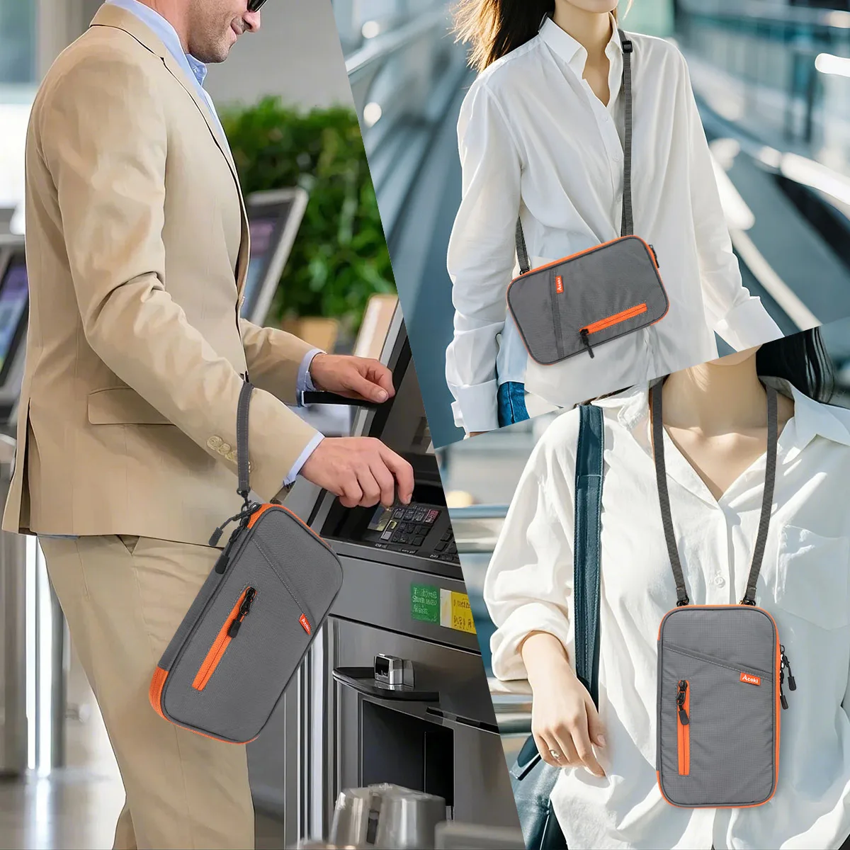 Reisebrieftasche, Familienpasshülle, Reiseaccessoires-Organizer für Tickets, Karten, Bargeld, Holiday Essentials Case Cover – Detail 7