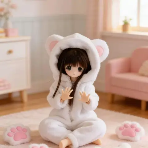 Плюшевый комбинезон-пижама для кукол BJD Ob24 1/6
