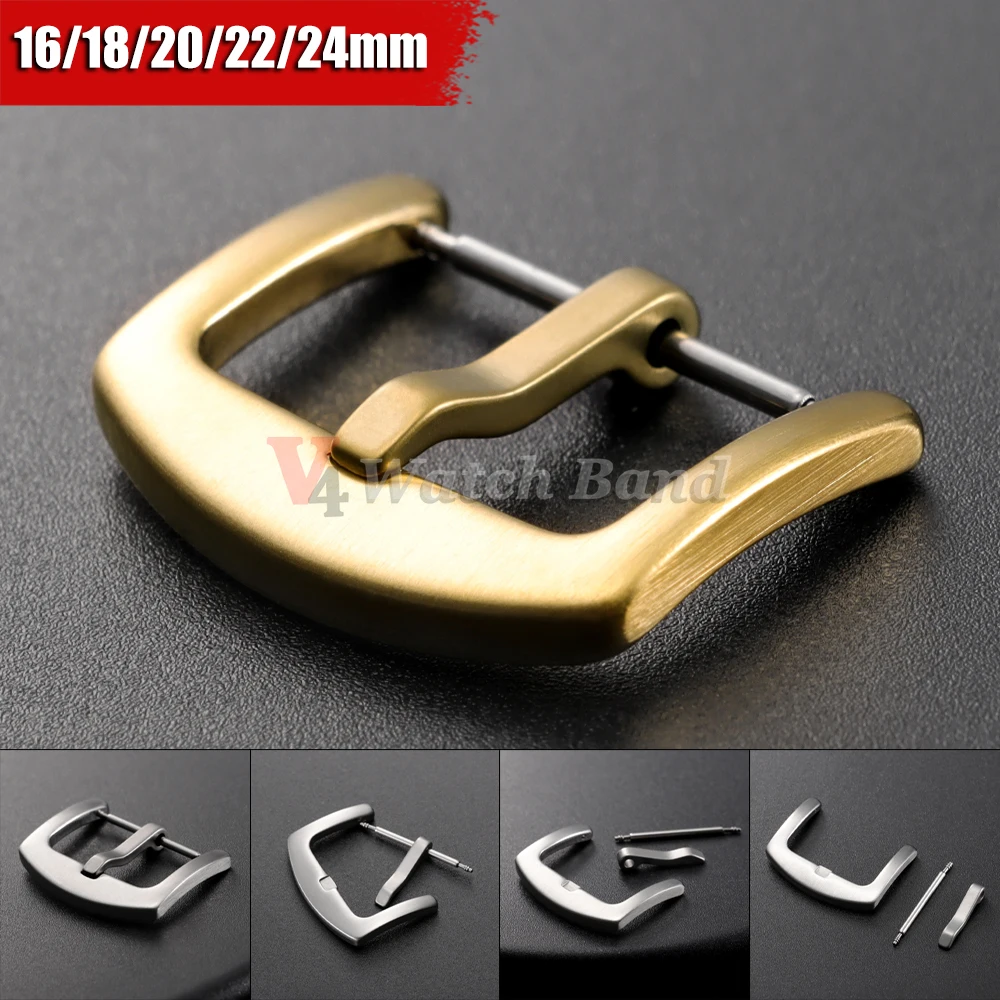 Stainless Steel Watch Buckle Replacement 16mm 18mm 20mm 22mm 24mm Solid Pin Clasp for Rubber Strap Silver Gold Black Buckles