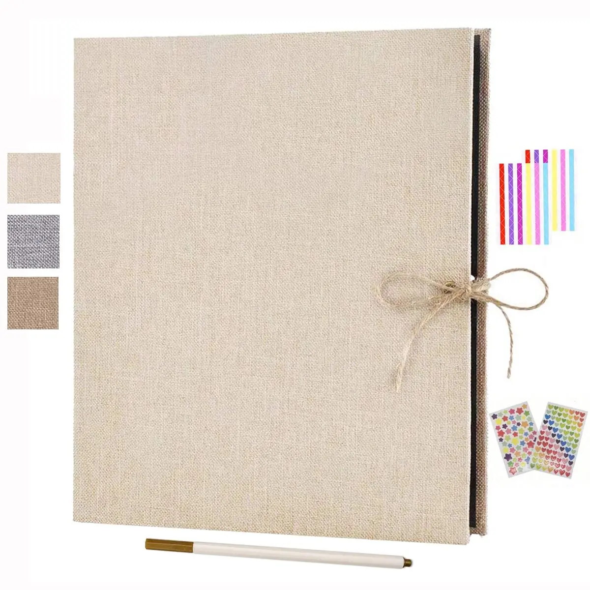 1 álbum de recortes de luxo com páginas para adicionar -30/60 páginas internas pretas, capa de linho, incluindo canetas adesivas - ideal para o dia dos namorados