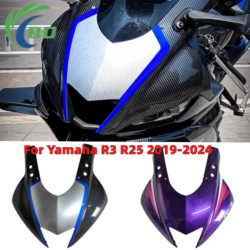 

Front Nose Upper Cowl Fairing For Yamaha YZF R3 R25 2019-2024 Headlight Cowl Mask Cover Nose Upgrade R1 R6 Style Small Eyes